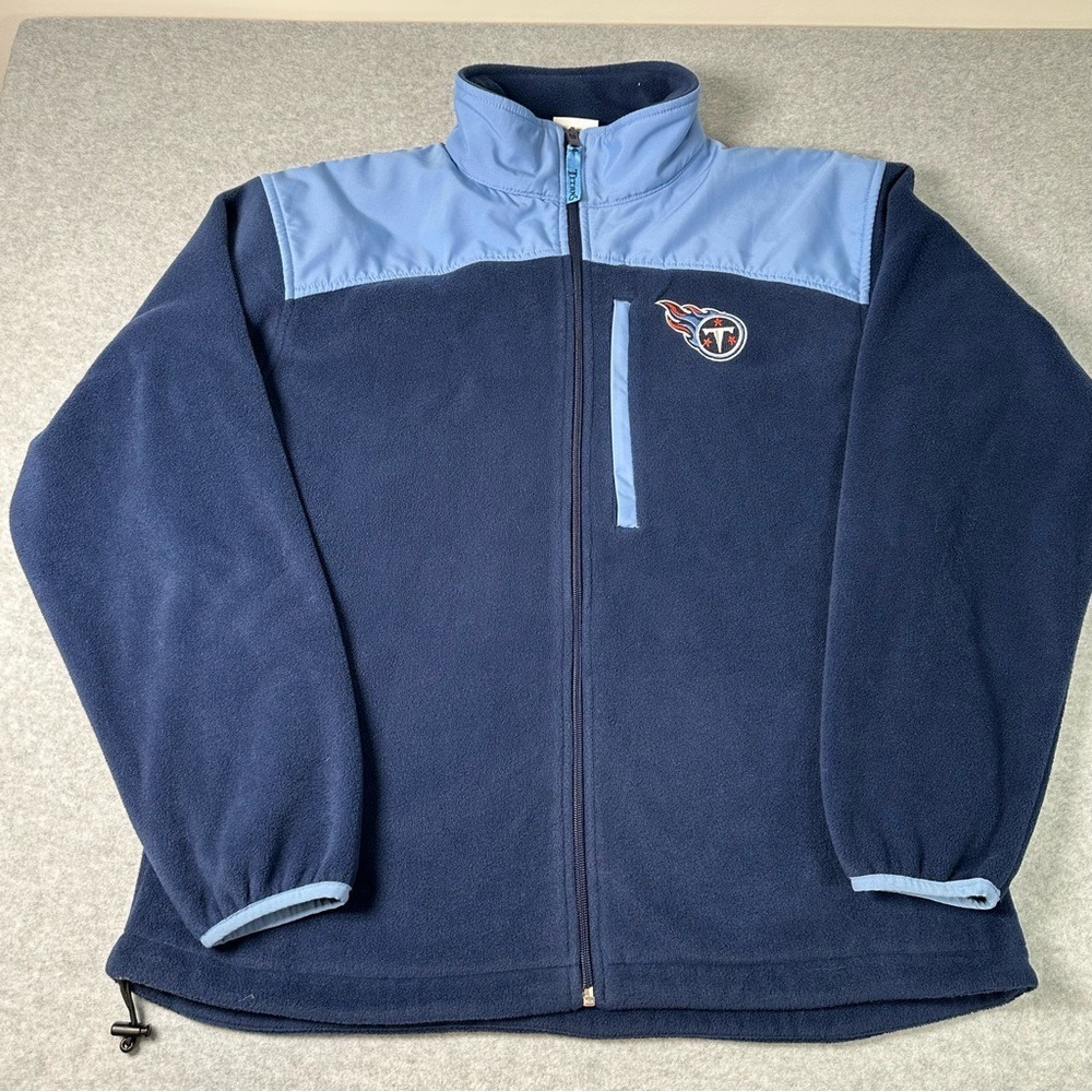 NFL Team Apparel Tennessee Titans Fleece Jacket Full Zip‎ Navy Light Blue Mens M